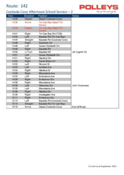Route 142 – Cooloola Cove Afternoon School Service