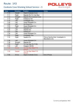 Route 143 – Cooloola Cove Morning School Service