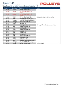 Route 143 – Cooloola Cove Afternoon School Service