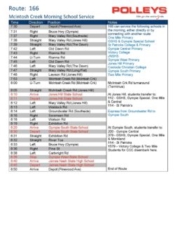 Route 166 – McIntosh Creek Morning School Service