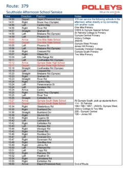Route 379 – Southside Afternoon School Service