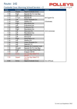 Route 142 – Cooloola Cove Morning School Service