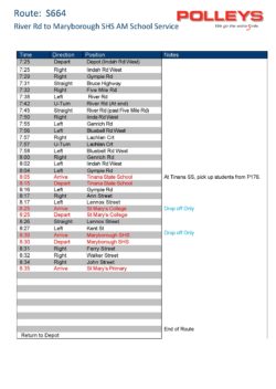Route S664- River Road to Maryborough State High School Morning School Service