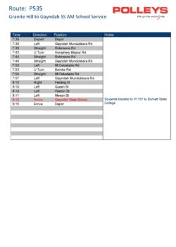 Route P535 – Granite Hill to Gayndah SS AM School Service