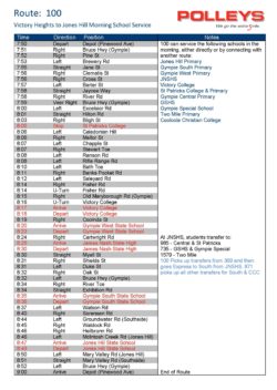Route 100 – Victory Heights to Jones Hill Morning School Service