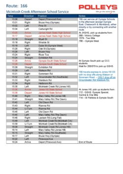 Route 166 – McIntosh Creek Afternoon School Service