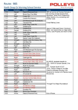 Route 985 – North Deep Creek Morning School Service
