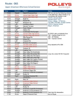 Route 065 – Upper Amamoor Afternoon School Service